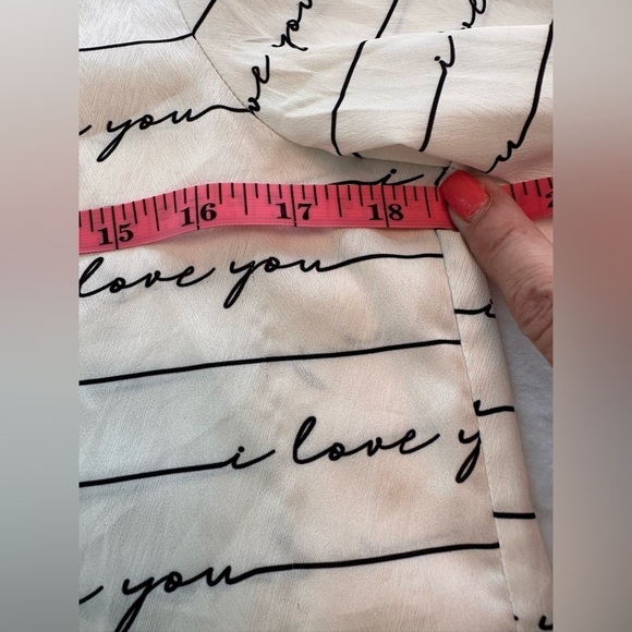 Second Sunday Button Down Blouse White w/Black I Love You Sz S Whimsigoth - Picture 9 of 10